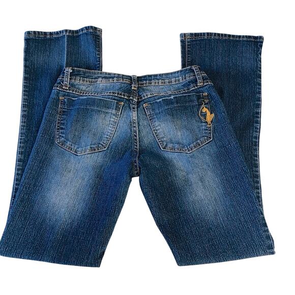 Y2k Phat Fashions Silver Label Jeans Flare Leg Iconic Cat Logo on back pocket - Picture 5 of 16